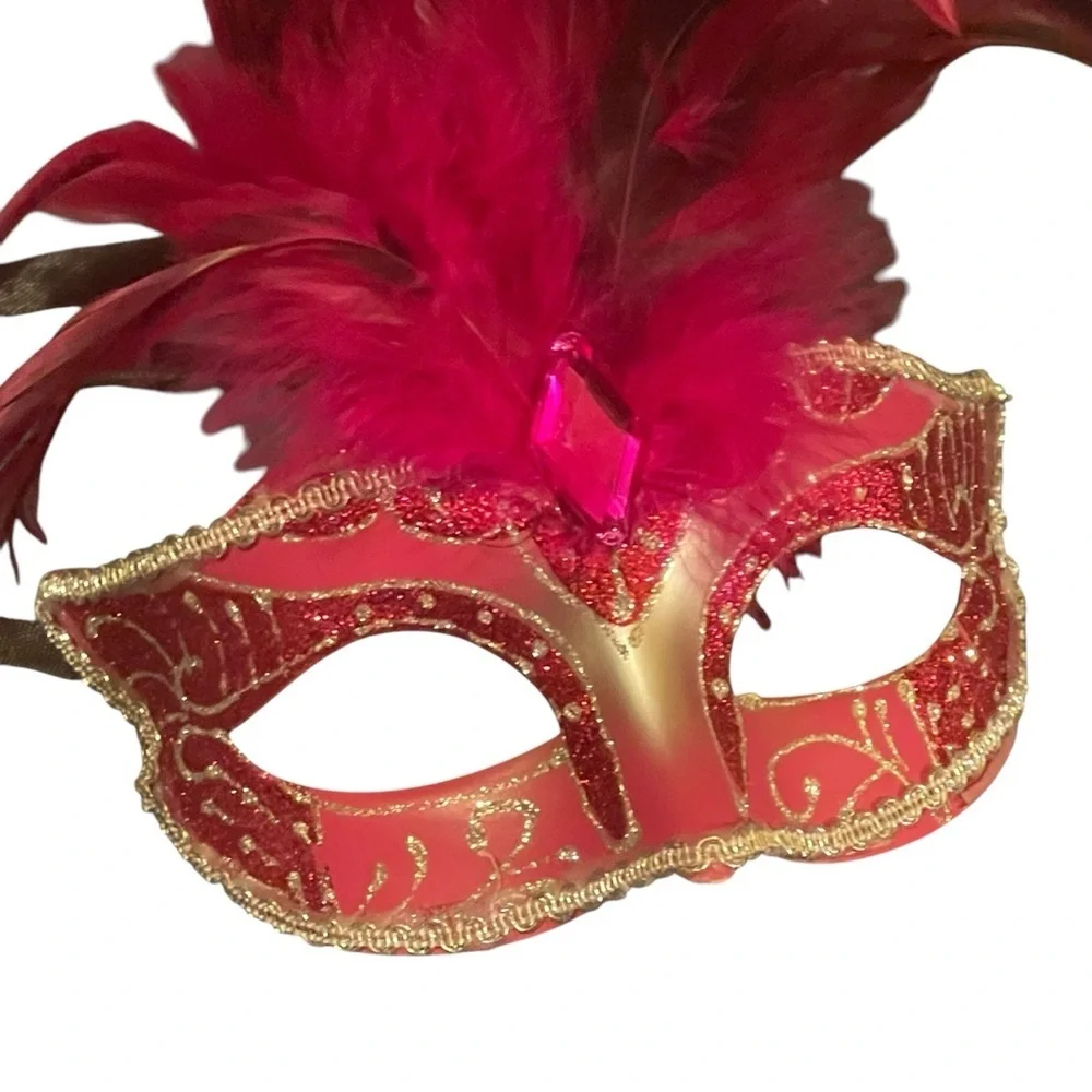 Hot Pink Mardi Gras Masquerade Ball Handmade Adult Mask Handmade Italy